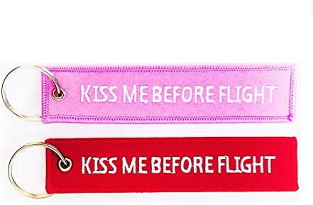 Set di portachiavi Kiss Me Before Flight Rosa + Rosso