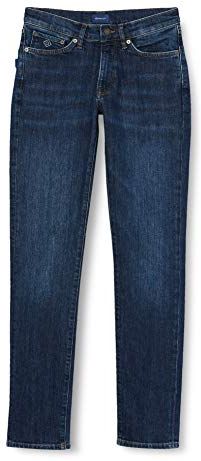 Slim Jeans Pantaloni Eleganti da Uomo, Blu Scuro Indossato, 44/32