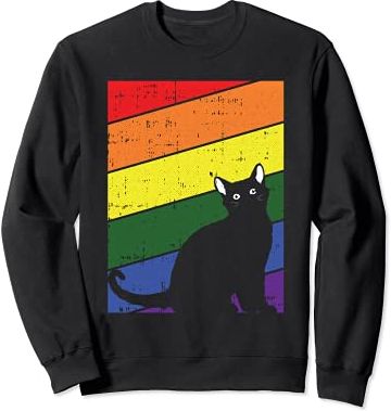 Black Cat Gay Pride Kitten Lover LGBT-Q Proud Ally Felpa