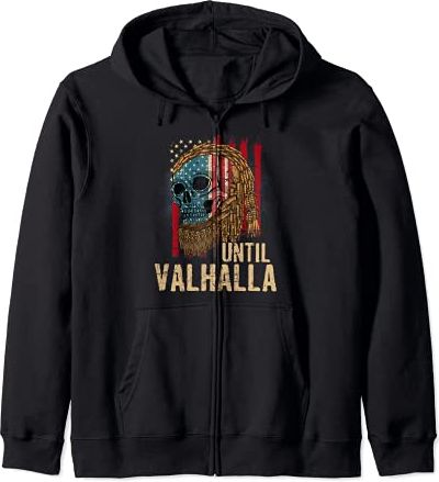 Until Valhalla Viking US Flag Vintage Shirt-Til Valhalla Felpa con Cappuccio