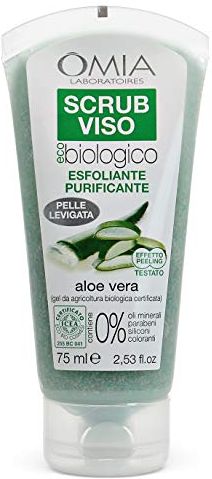 Scrub Viso Eco Bio Con Aloe Vera, Trattamento Esfoliante e Purificante, Ottimo per Pelli Normali, Miste con Zone Grasse, Dermatologicamente Testato, 75 ml