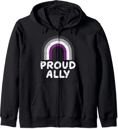 Proud Ally Asexual Rainbow Ace Pride Flag LGBTQ Men Women Felpa con Cappuccio