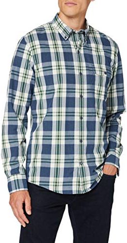 Washed Glencheck BD Shirt Camicia, Blu (Cadet Navy 412), XXX-Large Uomo