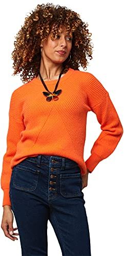 Autumnal Knit Jumper Pullover, Arancione, 46 Donna