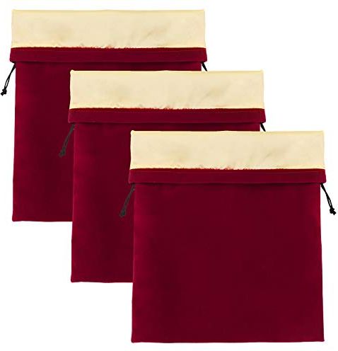 3 pezzi di custodia per asciugacapelli, borsa per asciugacapelli Segbeauty, 11,8x15,7 pollici foderato in raso con coulisse, custodia per diffusore in velluto rosso vino, sacchetti regalo di Natale