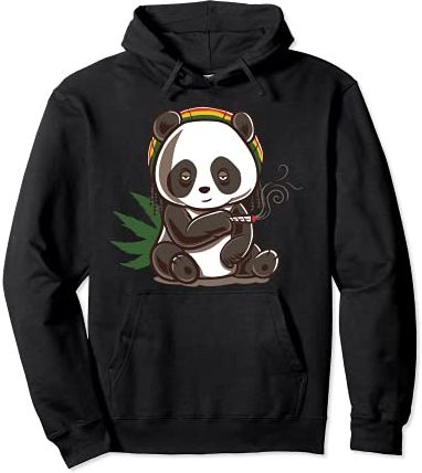 Weed Smoking Panda Marijuana Cannabis Stoner THC CBD 420 Felpa con Cappuccio