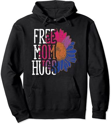 Free Mom Hugs Bisexual Sunflower Bi Pride Flag LGBTQ Women Felpa con Cappuccio