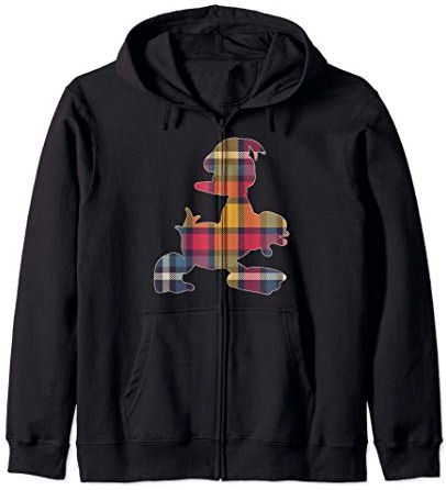 Donald Duck Plaid Silhouette Portrait Felpa con Cappuccio