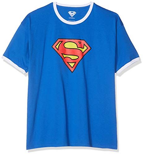 Superman Logo T-Shirt, Royal/White, S Uomo