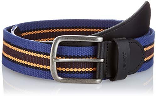 Classic Leather & Webbing Belt Cintura, Blu Navy, 110 cm Uomo