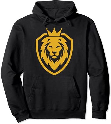 T-shirt The King Lion Shield, Wild Lion Graphic Design Logo Felpa con Cappuccio