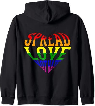 SPREAD LOVE NOT HATE Mese dell'Orgoglio LGBT Bandiera Felpa con Cappuccio