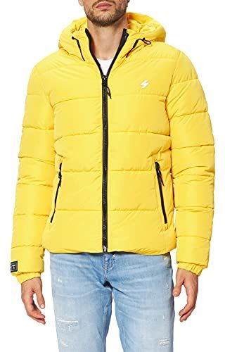 Hooded Sports Puffer Giacca, Nautical Yellow, XS Uomo