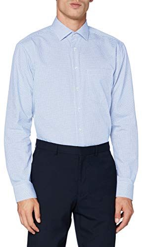 Business Hemd Regular Camicia Formale, Blu (Hellblau 12), 50 (Taglia Unica: 44) Uomo