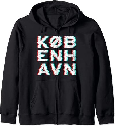 København Copenhagen Danimarca Glitch Kobenhavn Uomo Donna Felpa con Cappuccio