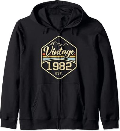 Vintage 1982 Est. Stile Retrò 39° Compleanno Felpa con Cappuccio