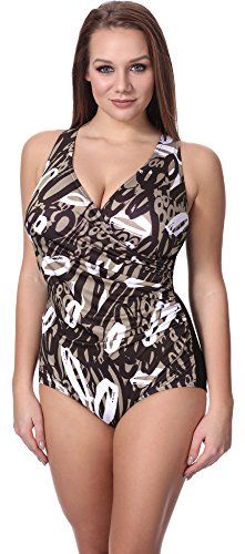 Costume Intero Curvy Taglie Forti Donna H-12(Modello-H04, EU(42)=IT(48))