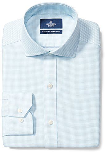 Tailored Fit Cutaway-Collar Pattern Non-Iron Dress Shirt Camicia, Blu (Aqua/Blue Houndstooth), 16" Neck 35" Sleeve