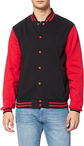 Sweat College Jacket Giacca, Multicolore (Blk/Red 00044), M Uomo