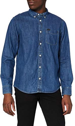 Button Down Casual, Camicia Casual Uomo, Blu (Dipped Blue La), Large