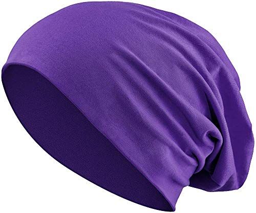 Berretto Elastico e Lungo in Stile Slouch | Jersey e Cotone| Unisex | Heather in 35 Colori Diversi (3) (Purple)