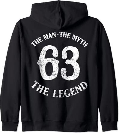 Man Myth Legend 63° compleanno numero 63 Born In 1963 regalo Felpa con Cappuccio