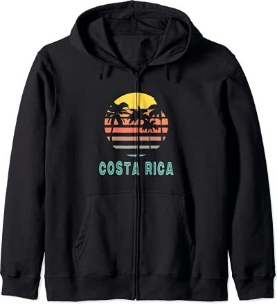 Costa Rica Vintage Sunset Souvenir Felpa con Cappuccio