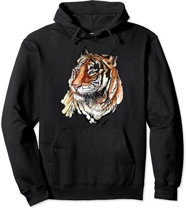 Cool Tiger Tshirt, Tiger Fashion Graphic Design manica corta Felpa con Cappuccio