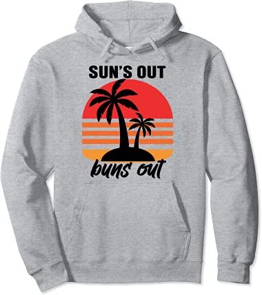 Sun's Out Buns Out Shirt,Palm Tree Sweatshirt,Retro Sunset Felpa con Cappuccio
