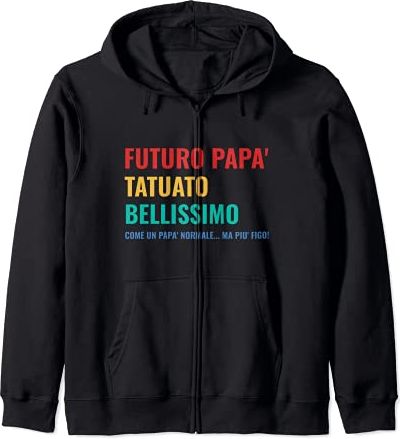 Futuro Papà Tatuato Idea Divertente Uomo Babbo Gravidanza Felpa con Cappuccio