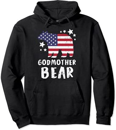 Godmother Bear US Flag 4th Of July Matching Family Women Felpa con Cappuccio