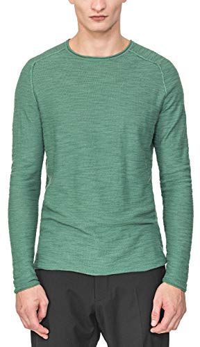 Maglia Girocollo con Cuciture a Vista e Rolled Effect Maglietta a Maniche Lunghe, Verde (Verde Cactus 4053), XX-Large (Taglia Produttore:XXL) Uomo