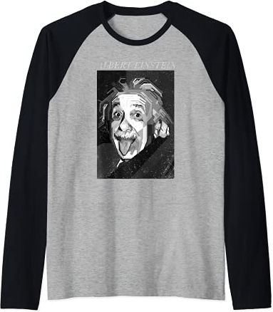 Albert Einstein Logic Quote Front Back Maglia con Maniche Raglan