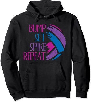 Bump Set Spike Repeat Volleyball Setter Spiker Men Women Felpa con Cappuccio