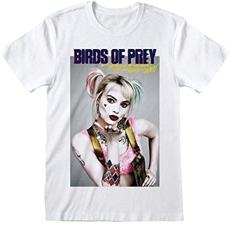 DC Birds of Prey Harley Quinn Poster Women's Boyfriend Fit T-Shirt White, S Donna