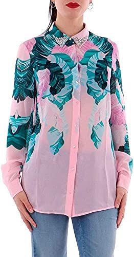 LS CLOUIS Shirt Camicia da Donna, Multicolore, S