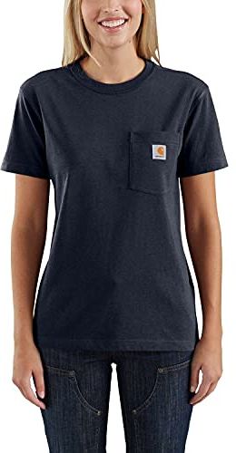 Pocket Short-Sleeve T-Shirt Magliette, Navy, Small Donna