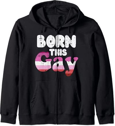Born This Gay Pun Funny LGBT Lesbian Flag Gay Pride Women Felpa con Cappuccio