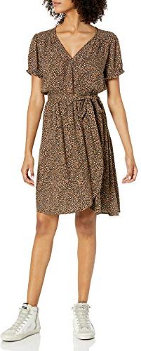 Fluid Twill Wrap Dress Vestito, Stampa Animale, M