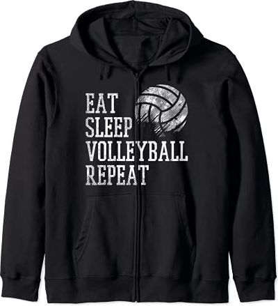 Eat Sleep Volleyball Repeat Funny Player Men Women Kids Felpa con Cappuccio