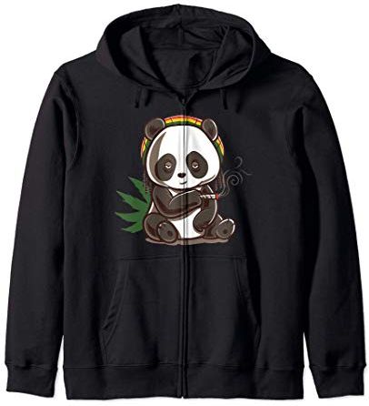 Weed Smoking Panda Marijuana Cannabis Stoner THC CBD 420 Felpa con Cappuccio