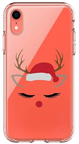 Compatibile per iPhone XR Cover Christmas Natale Trasparente Silicone Case TPU Ultra Sottile Anti Scratch Custodia Babbo Natale Bumper Case Compatibile Apple iPhone XR