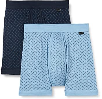 Unterhose mit Bein und Eingriff Doppelpack Boxer Corti, Blu Decorato, XXXL Uomo