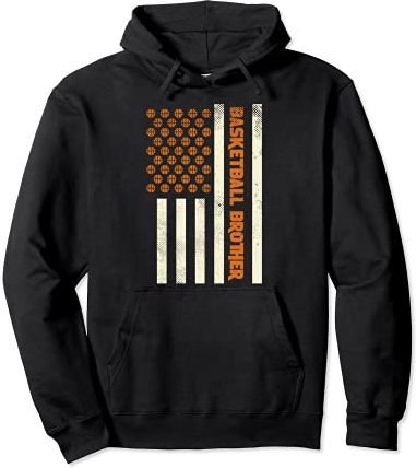 US Flag Basketball Brother Vintage Family Patriotic Boys Men Felpa con Cappuccio