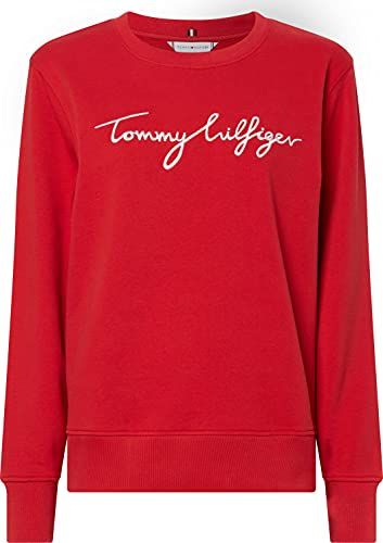 Regular Graphic C-NK Sweatshirt Maglia di Tuta, Rosso primario, S Donna