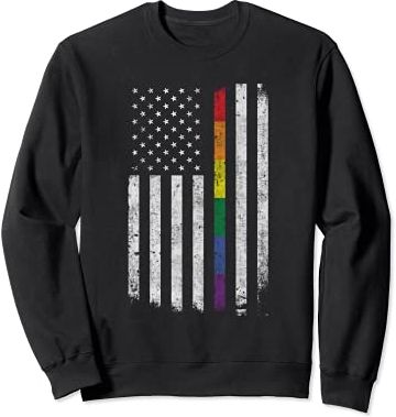 Patriotic Gay Pride American Flag Proud LGBTQ Military Felpa