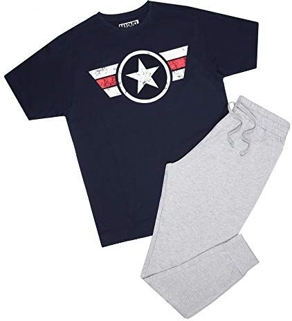 Captain America Logo Stripe Pyjama Set Pigiama, Multicolore, X-Large Uomo