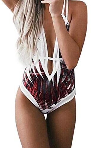 Donna Un Pezzo Monokini Costumi da Bagno Push-Up Bikini Imbottito Monokini Un Pezzo con Incrocio Backless Bikini Cinghie Swimwear Mare e Piscina