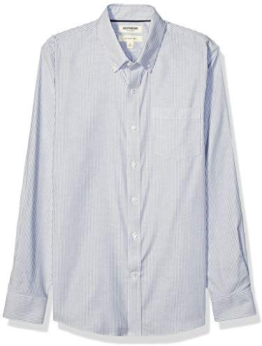 Slim-Fit Long-Sleeve Stretch Oxford Shirt (all Hours) Camicia, Uomo, Denim Blue Bengal Stripe, XS