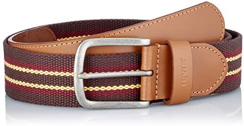 Classic Leather & Webbing Belt Cintura, Marrone Chiaro, 110 cm Uomo
